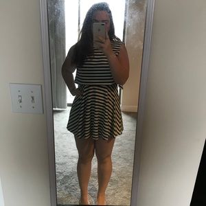 Lack and white striped dress